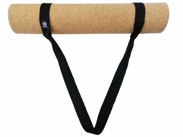 Cork mat with with yoga strap